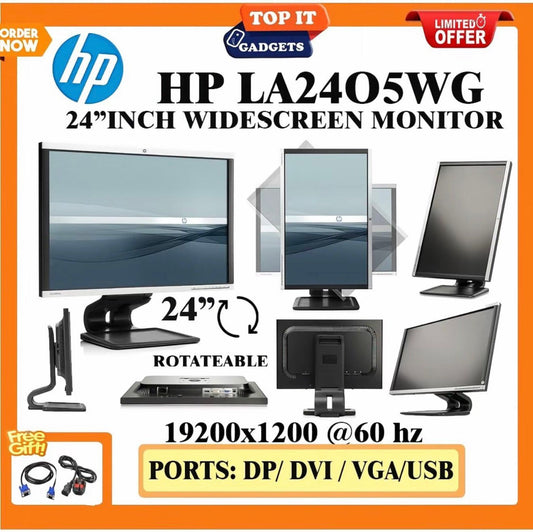 HP LA2405WG 24 Inch Widescreen Monitor Rotatable 1920x1200 Display