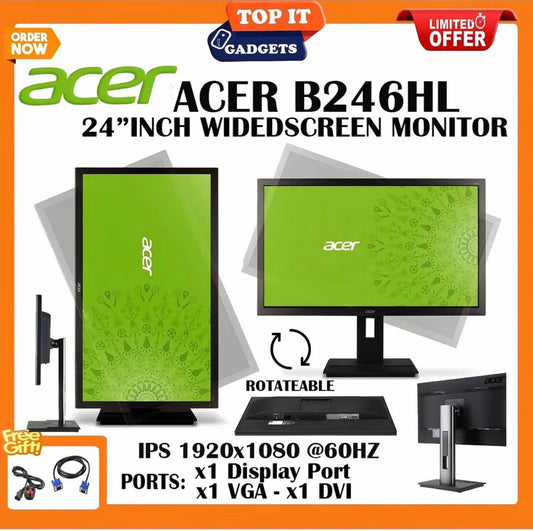 Acer B246HL 24 Inch Widescreen IPS Monitor Rotatable Full HD