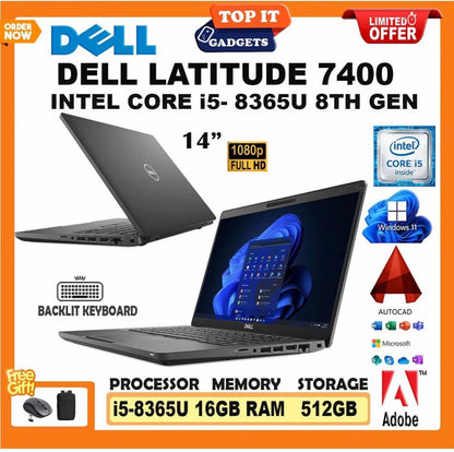Dell Latitude 7400 Laptop Core i5 8th Gen 16GB RAM 512GB SSD 14 Inch Full HD