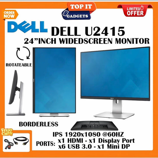 Dell U2415 24 Inch Widescreen IPS Monitor Borderless Rotatable
