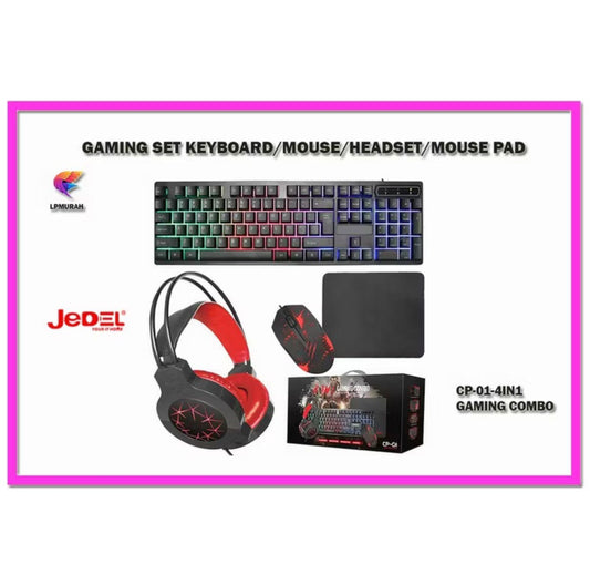 Gaming Combo Set JEDEL CP-01 4-in-1 | Keyboard + Mouse + Headset + Mouse Pad